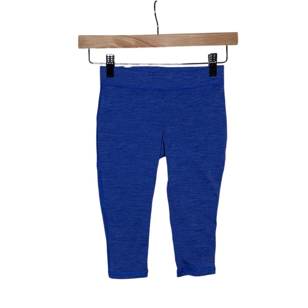 LL Bean Kids Blue Space Dye Athletic Cropped Leggings Size 6X-7 292260